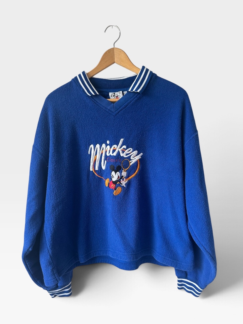 Vintage Mickey & Co. Disney Royal Blue V-Neck Mickey Embroidered Sweater